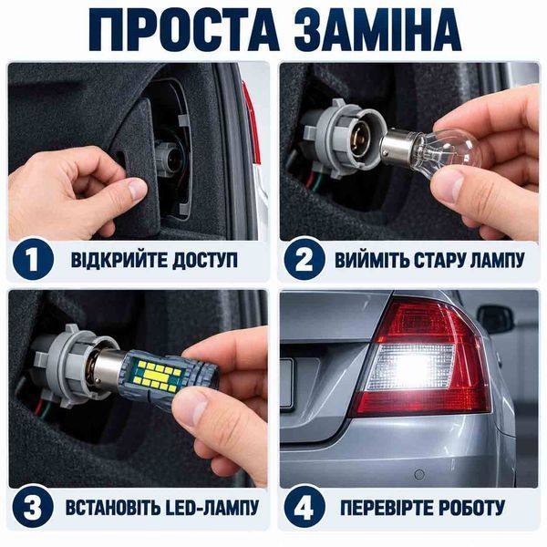 Лампы заднего хода P21W LED с CANBUS, 6000K, комплект 2 шт фото
