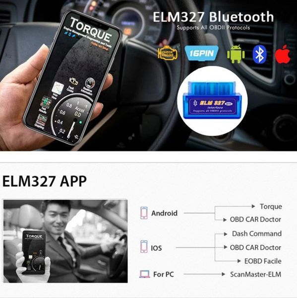 Автосканер для вантажних авто OBD2 ELM327 12&ndash;24V Bluetooth (V1.5, з програмою) фото