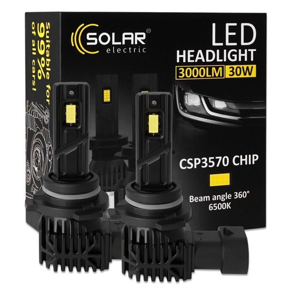Автолампа светодиодная HB4 (9006) Solar, 30W, 12/24V, 3000Lm, 6500K, CSP3570 (2 шт) фото