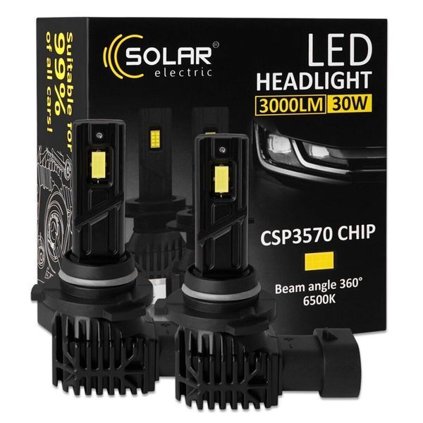 Автолампа світлодіодна HB3 (9005) Solar, 30W, 12/24V, 3000Lm, 6500K, CSP3570 (2 шт) фото
