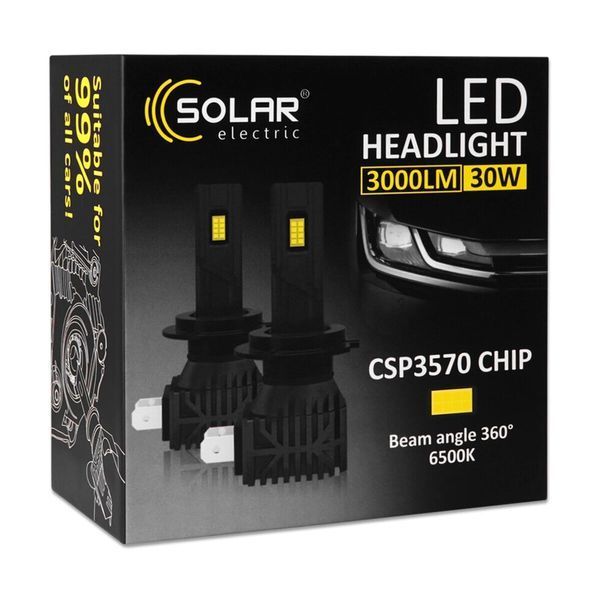 Автолампа світлодіодна H1 Solar, 30W, 12/24V, 3000Lm, 6500K, CSP3570 (2 шт) фото
