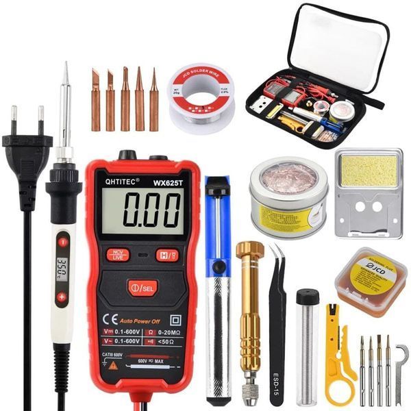 Паяльный набор JCD908S-625T (паяльник 80Вт с LCD и терморегуляцией + мультиметр) фото