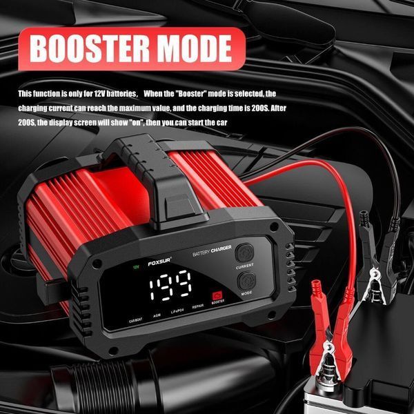 Зарядне для акумулятора Foxsur FPT-250 12&ndash;24V (25A/15A) з режимом BOOST фото
