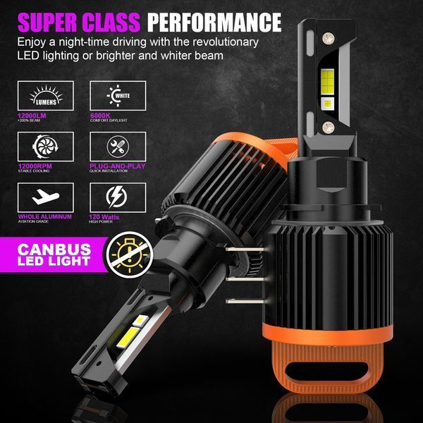Світлодіодна лампа H15 LED CAN Max 6000K з CANBUS (DRL + дальнє світло) фото