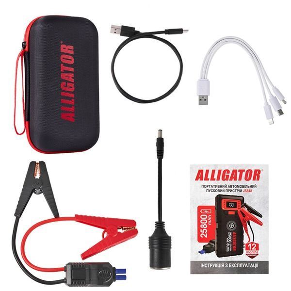 Бустер для авто Alligator 25800 mAh 1500A/2500A, пусковое устройство с беспроводной зарядкой фото