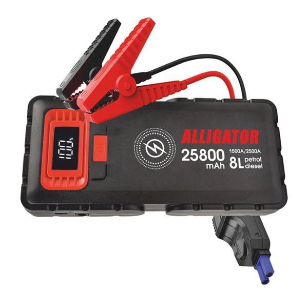 Бустер для авто Alligator 25800 mAh 1500A/2500A, пусковое устройство с беспроводной зарядкой фото