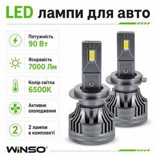 LED лампы H7 90Вт 7000Лм Winso 12/24V CSP3970 6500K, комплект 2 шт фото