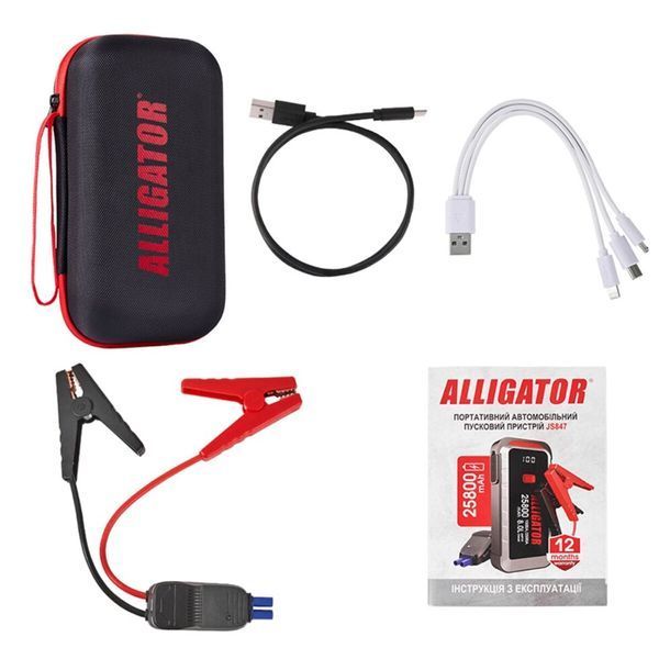 Пусковий пристрій Alligator 25800 mAh 1500A/2500A, бустер для авто зі Smart-клемами фото