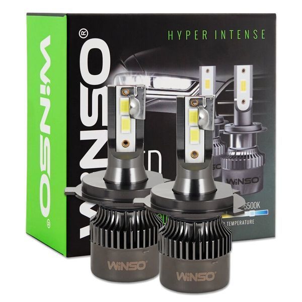 LED лампы H4 Winso Hyper Intense 12/24V 50Вт 5000Лм 6500K CSP3570 (2 шт., активное охлаждение) фото