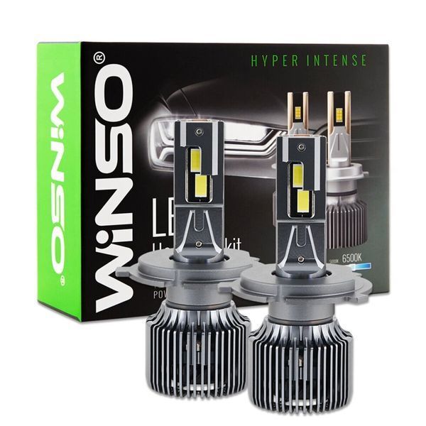 LED лампи H4 Winso Hyper Intense 12/24V 130Вт 11000Лм 6500K CSP3570 (2 шт., активне охолодження) фото