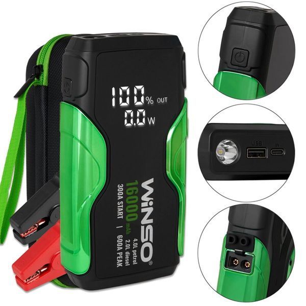 Пусковий пристрій Winso 16000 mAh 300A/600A, бустер для авто Jump Starter фото