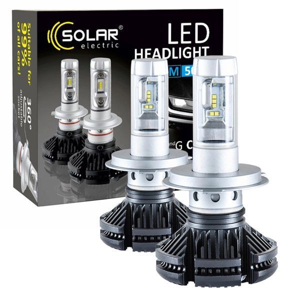 Автолампи світлодіодні H4 Solar, 50W, 12/24V, 6000Lm, 6500K, ZES Chip (2 шт) фото