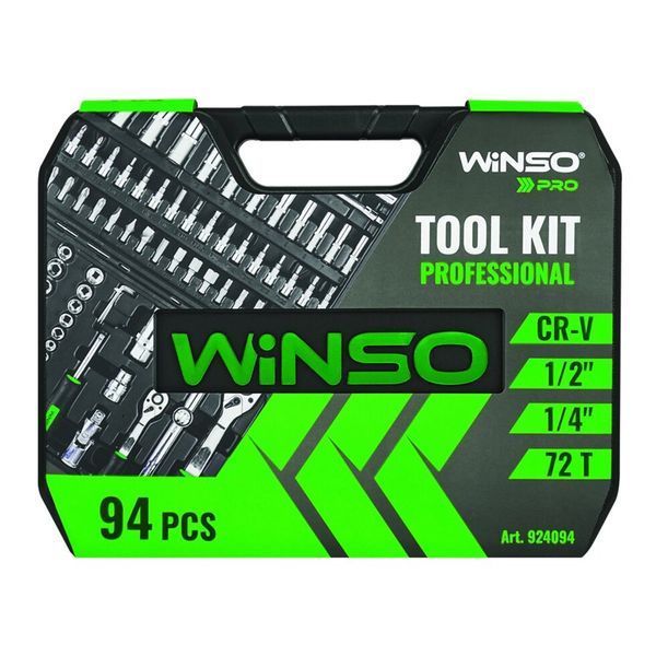 Професійний набір інструментів 94 предмети у кейсі Winso Pro, 1/2", 1/4", 72 зубці, CR-V фото