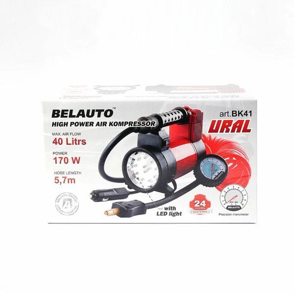 Компресор автомобільний Belauto Урал BK41, 10 Атм, 40 л/хв, 170 Вт, 12В фото